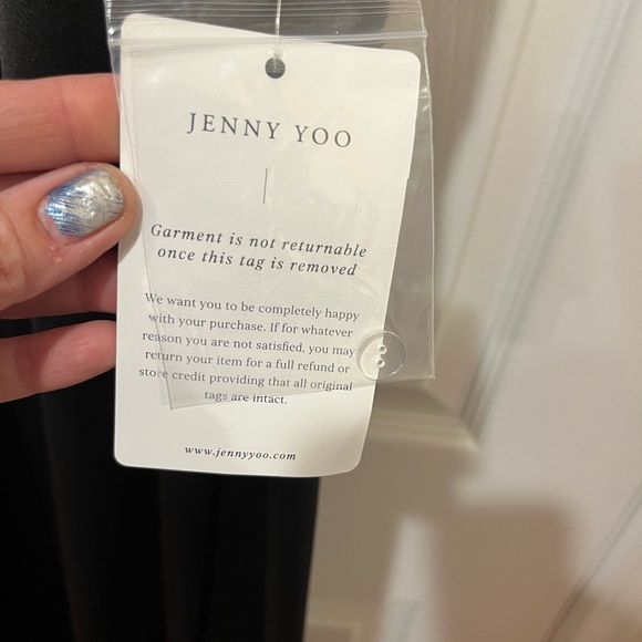 Jenny Yoo Black Luxe Satin Halter Neck Low Back Nicole Gown - Picture 11 of 13